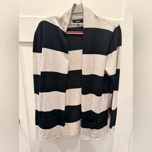 Premise Studio Black Gray Striped Open Front Cardigan Size M